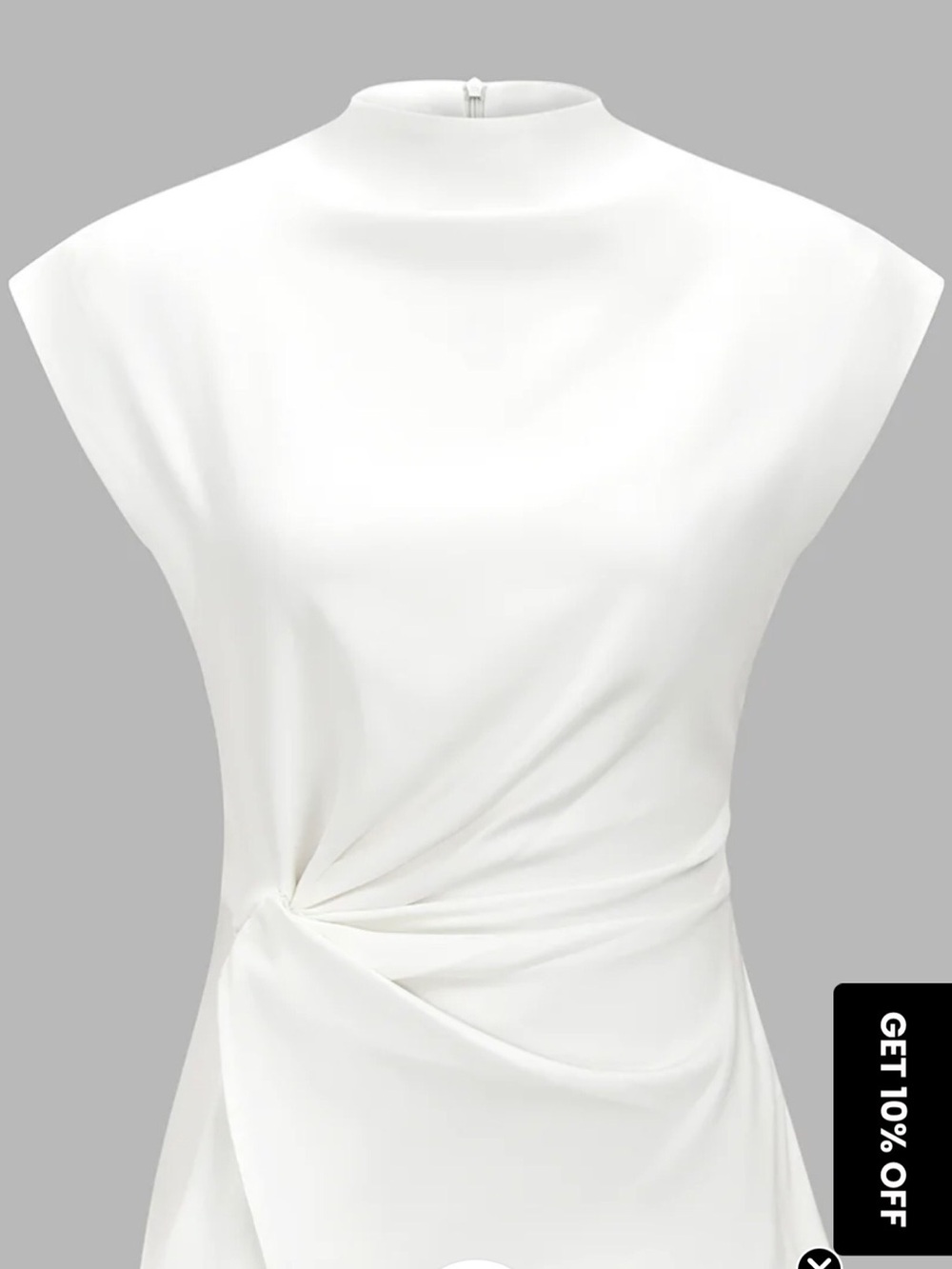 Commense White Sleeveless Twist-Waist Cap Sleeve Top - Picture 5 of 5
